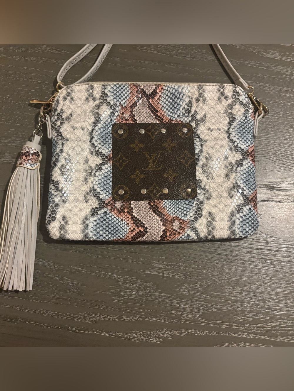 Authentic LV patch Snakeskin Crossbody